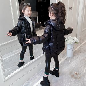 다운 코트 소녀 겨울 레드 블랙 재킷 패션 캐주얼 후드 가드 파카 십대 아이 코튼 코트 재킷 파카 두꺼운 따뜻한 오버 코트 220919
