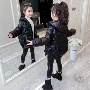 Down Coat Girl Zima Czerwona Czarna Kurtka Moda Casual Hooded Parkas Teen Kids Botton Płaszcz Kurtka Parka gruba ciepła płaszcz 220919