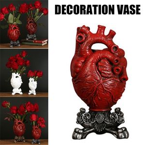 Vase Heart Shape Flower Vase Desktop Plant Pot Sculpture Model Art for Home Decor Bedroomカウンタートップオーナメントギフト220919