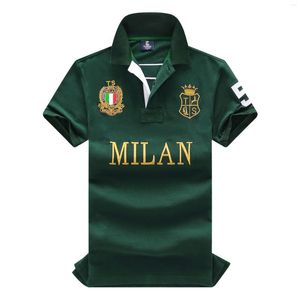 Polo da uomo TS 2022 Milano Camicia estiva in cotone da uomo Distintivo ricamato Tops Traspirante di alta qualità Verde Taglie forti TS333