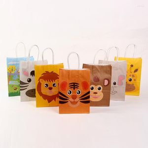Regalos de regalos Fiesta de la jungla Cartoon Animal Color Baby Shower Bag Bag Portable Paper Feliz cumplea￱os