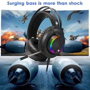 Headsets Gaming Headphones 7.1 Virtual Wired Headset 4D Stereo RGB Light Game Earphones with Microphone for Xbox One Computer PS4 Gamer T220916