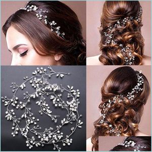 Cabelo de casamento Mulheres femininas pérolas de casamento garotas de cabelos de cabelo videira diamante Bandas de cabeça acessórios Cosplay Party Headpie Dhbyn