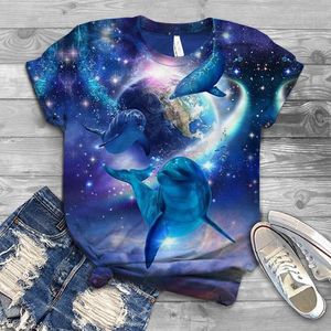 Kvinnors T-skjortor Kvinnor T-shirt Plus Size Underwater Animal World Print Women 2022 Dolphin Graphic Tee 3D Tryckt O-Neck Summer Tops