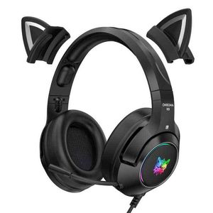 Cuffie Cuffie cablate Cat Ear Caschi da gioco Cuffie con cavo e microfono Luce a LED per PC Laptop / PS4 / Xbox One Controller T220916