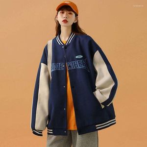 Herrjackor 2022 Varsity Jacket Spring Autumn Thick Korean Vintage Casual Baseball Uniform Cardigan Sweatshirt Women Preppy High Street