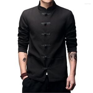 Men's Jackets Men's Men's Traditional Chinese Clothing Spring Autumn Solid Tang Suit Men Tai Chi Master Costume Tops 2022Men's