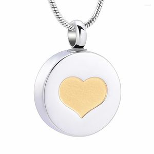 Pendant Necklaces IJD10743 Gold Heart Of Circle Stainless Steel Memorial Urn Necklace Engravable Cremation Jewelry For Ashes Loved One