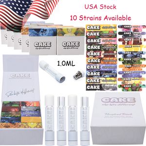 Stock In USA ml CAKE Atomizers Full Glass Thread Carts Ceramic Coil Disposable Vape pens Cartridges Package E Ciagrettes Box Package Vaporizer Ship Directly
