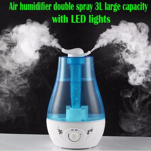 Umidificador de ar ultrassônico 25W 3L Grande spray duplo aroma prático umidificador difusor de óleo essencial para descarga de névoa em casa