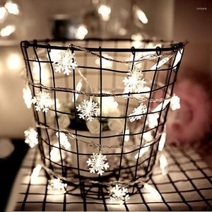 Strängar junijour snöflinga ljus sträng år fairy lampor 1-10 m batteri led snö julgran dekoration hemfest