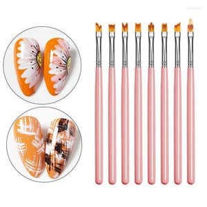 Spazzole per unghie 8pcs/set linea d'arte acrilica pittura penna 3d consigli di fiori manicure motivi disegnare utensili da gel UV