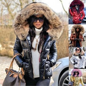 女性の冬のコート女性ソリッドショートダウンジャケット濃い温かいゆるい大きいアウターのフェイクファーパーカーパーカーマントーフェムヒバー220919