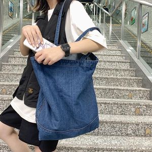 Borse da sera Oversize Donna Casual Tessuto denim Borsa tote con manico superiore 2022 Jeans di grande capacità Borsa morbida per shopper in tessuto