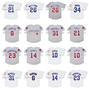 Glavintage 1992 Beyzbol Formaları Greg 31 Maddux 21 Sammy Sosa 23 Ryne Sandberg 8 Andre Dawson 14 Ernie Banks 10 Ron Santo 26 Billy Williams