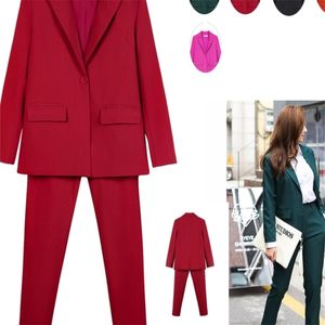 Kadınların İki Parçası Pantolon İşleri Ol 2 Set Kadın İş Röportajı Üniforma İnce Blazer ve Pencil Ofis Leydi 220919