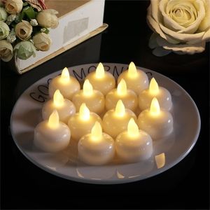 Candles 36pcs Flickering Flameless Waterproof Lamp Floating On Water Led Plastic Battery Operated Tea Lights For Pool Spa 220919