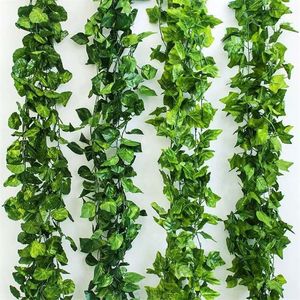 Decoração de festa tira folhas cm Vinhas de seda artificial Decoração de festa falsa Ivy Green Plants para Mariage Decoracion