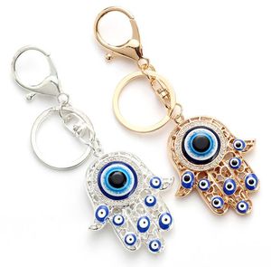 Hamsa Hand Key Rings Evil Eye Palm Pendant Keychains Gold Silver Colors for Women Gift