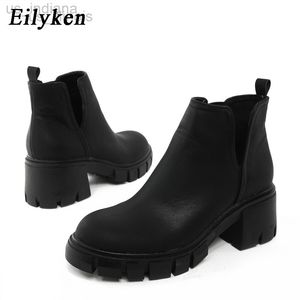 Boots Eilyken Platform Ankle Women Round Toe Punk Female Combat Cowgirl Booties Short Cossacks Botas Shoes Handmade L220916