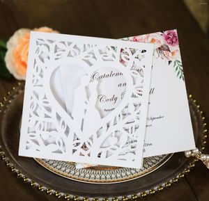 Confezione regalo 10 pezzi per sposi e sposi tagliati al laser biglietto d'invito per matrimonio amore cuore saluto San Valentino