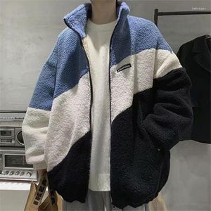 Parka da uomo in piumino da uomo Autunno Inverno Cappotti da uomo stile moda caldo cappotto di lana di agnello vestiti di cotone colletto alla coreana allentato maschile cerniera