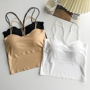 Camisoles Tanks Mulheres tanques de tanque de sutiã de sutiã de sutiã de sutiã sem costura traseira de lingerie hollo