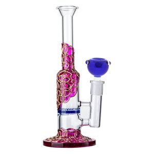 Smoking Glass Hookahs Bongs Pipes Shisha Percolator Gold Purple Shine Honeycomb Chamber Filtration Hookah Dab Rigs One Piece Retail