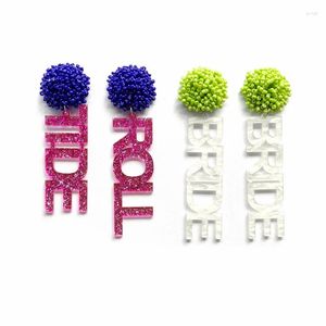 Stud -oorbellen trendy glitter kleurwoorden teamnamen voor sportvoetbal honkbalbrief bruid hangers acryl dames geschenken