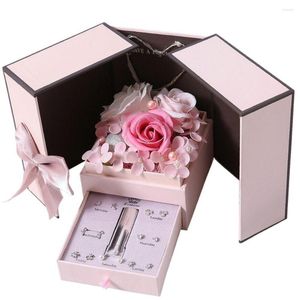 Gift Wrap Soap Rose Flower Box Folding Romantic Led Eternal Pink Jewelry Valentine s Day Christmas Wedding