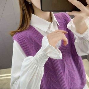 Maglioni da donna Coreano Nuove donne Maglione solido Gilet Vhals Twist Maglia Elegante Gara Crop Top Preppy Style Sweet Hot Teens Retro Jumpers J220915