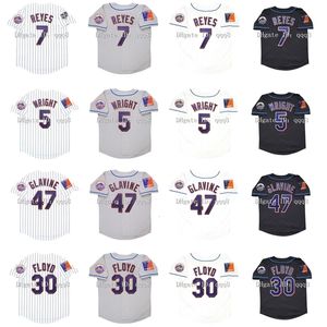 Glavintage 2004 Baseball Jersey 5 David Wright 7 Jose Reyes 47 Tom Glavine 30 Cliff Floyd Shea 40th Patch White Gray Black Jerseys