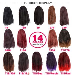 Fashion Beauty Extensions inch syntetiska Marley flätor med ombre rödbrun och svart virkad flätande hår228r