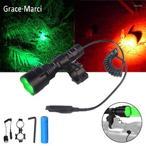 Flashlights Torches Powerful 3W LED Green Red Light Tactical Hunting Rifle Lantern Outdoor Portable Torch With Tail Switch