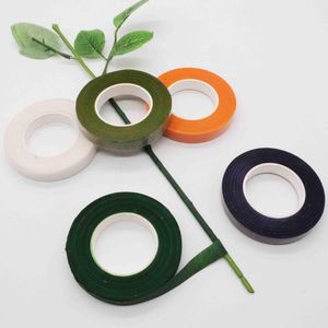 Fiori decorativi Nastri verdi floreali 12mm 45m / ROLL Nastro Corpetti Asola Fiore artificiale Stame Avvolgere Fiorista Elastico