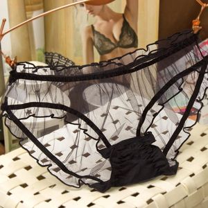 Mode Frauen Mädchen Gaze Spitzenhöche transparente Süßigkeiten Farben Höhen Tanga Baumwoll -Slips Unterwäsche Knickers 360pcs Up