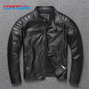 Men's Jackets Top Layer 100% Cowhide Leather Clothes Men's Stand Collar Motorcycle Clothes Youth Autumn and Winter Large Size Jacket 220919