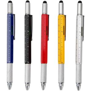 Multifunctional Handheld Ballpoint Pen Tool 6 In 1 with Measuring Technology Ruler Screwdriver Touch Screen Stylus Level