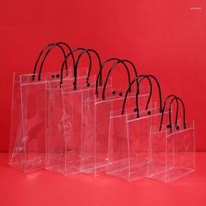 Gift Wrap Transparent Soft PVC Handbag With Hand Loop Clear Tote Bag For Women Jewelry Packaging Toiletries Cosmetic Storage Organizer