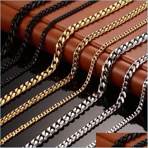 Chains Stainless Steel Necklace Men Women Necklaces Fashion Chain Jewelry Plated Gold Sier Black Exquisite Polishing Trend Ornament 2 Dhvir