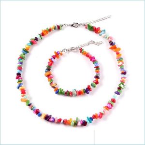 Подвесные ожерелья Bohemia colorf Beads гравийные бирюзовые ожерелья Choker Natural Stones Ожерелье для женщин модные украшения C3 Drop D DHPFQ