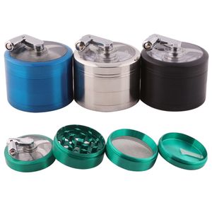 Handvevtobaks Herb Reting Grinder 4 Lager 63mm stor zinklegeringslipor Cigarettkryddskross med handtag Sharpstone Th0388