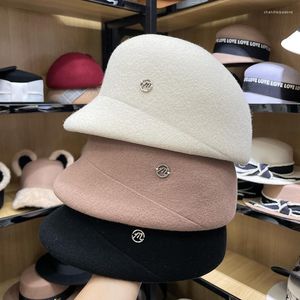 Visors Wysokiej jakości stereotypowy czapkę szczytową dla kobiet urocza dziewczyna jesień zima brytyjska retro czarna ośmiorunkowa czapka malarz