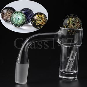 Full Weld Auto Highbrid Quartz Banger Smoking Beveled Edge Seamless Nails With Dichro Glass Cap 2pcs Tourbillon Spinning Air Holes For Glass Water Bong Dab Rigs Pipes