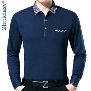 Herrpolos märke avslappnad solid fitness långärmad polo skjorta män hjort jersey pocket mens tee skjortor klänning mode 90351 220920