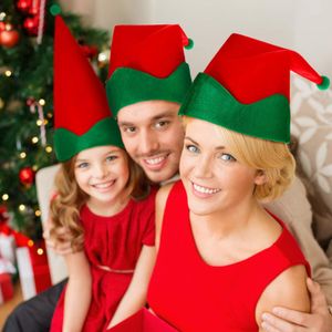 Zielone filc Elf Hats Christmas Santa Elf kapelusz świąteczny kostium wakacyjny Favors Akcesoria Prezenty dla dzieci