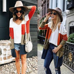 Women's Sweaters Women's SHIBEVER Patchwork Women Cardigan Female Autumn Cotton Long Fashion 2022 Open Stitch Pockets Warm ADR120