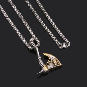 Moda Hip Hop Collana Ciondolo ascia in acciaio inossidabile Cross-Border New Titanium Steel Orchid Chain Men