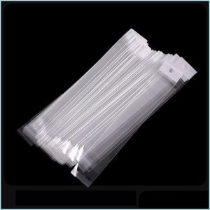 Tags Price Tags Card Jewelry Packaging Bag Long Clear Plastic Self Adhesive Bags With Hanging Hole For Necklace Watch Co Jewelshops Dhfgv