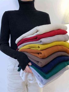 女性のセーター韓国の新しい2022厚い柔らかい女性セーターセーター弾性スリムレディースハーフタートルネックセーターソリッドカラー冬ジャンパーJ220915